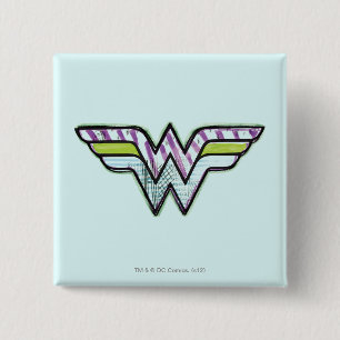 Wonder Woman Colourful Sketch Logo 15 Cm Square Badge