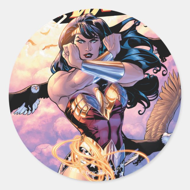 Wonder Woman Comic Cover #1 Classic Round Sticker (Front)