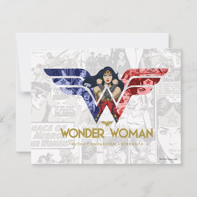 Wonder Woman Crossed Arms in Logo Collage Card (Front)