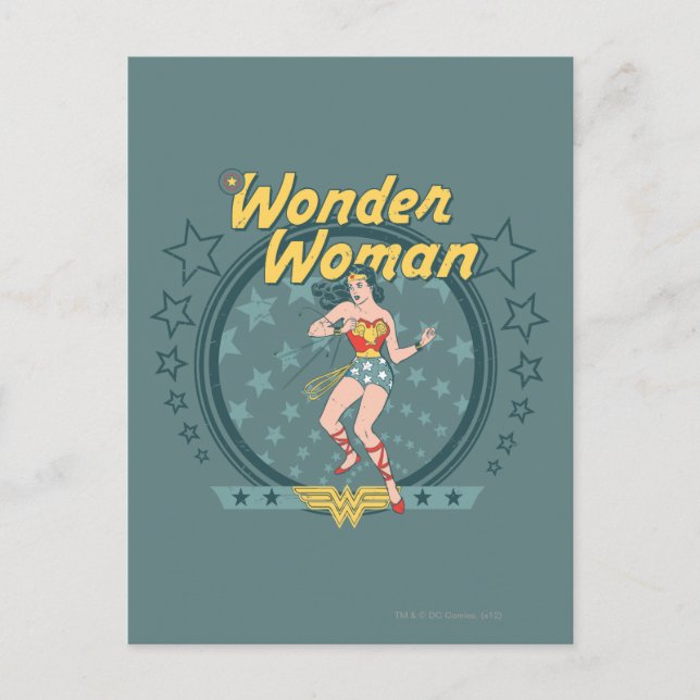 Wonder Woman Distressed Star Design Postcard (Front)