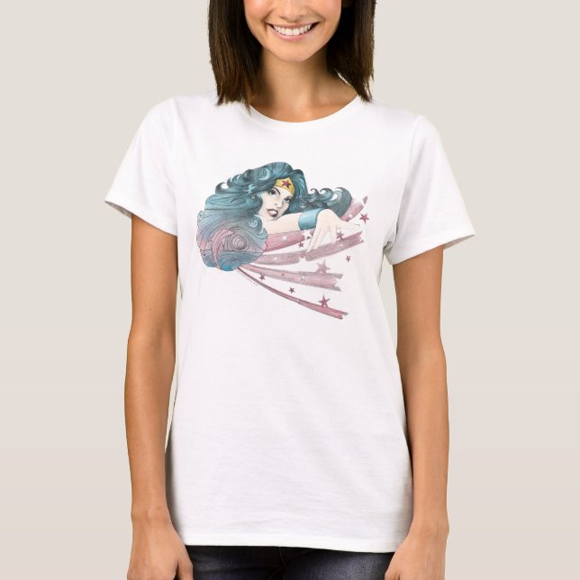 Wonder Woman Dolphin and Stripes T-Shirt (Front)