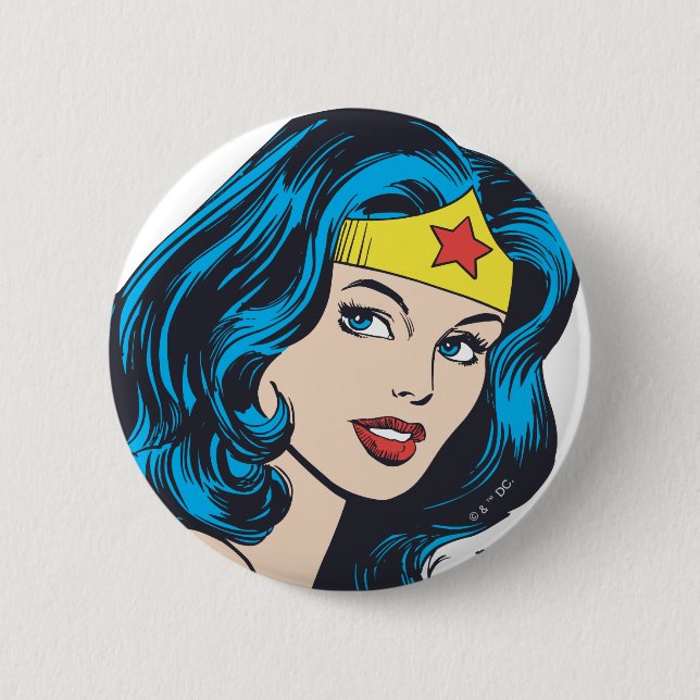 Wonder Woman Face 6 Cm Round Badge (Front)