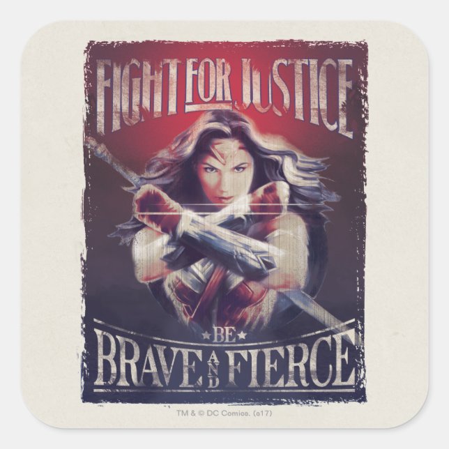 Wonder Woman Fight For Justice Square Sticker (Front)