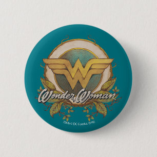 Wonder Woman Foliage Sketch Logo 6 Cm Round Badge