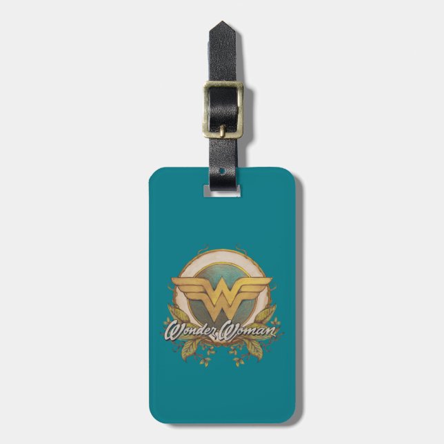 Wonder Woman Foliage Sketch Logo Luggage Tag (Front Vertical)