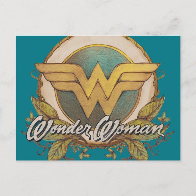 Wonder Woman Foliage Sketch Logo Postcard (Front)