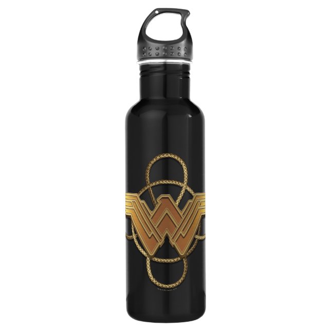 Wonder Woman Gold Symbol Over Lasso 710 Ml Water Bottle (Front)