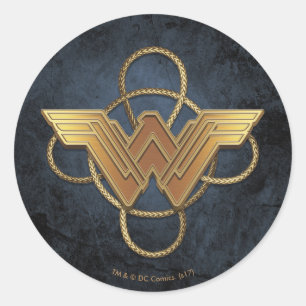 Wonder Woman Gold Symbol Over Lasso Classic Round Sticker