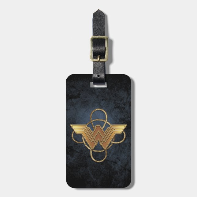 Wonder Woman Gold Symbol Over Lasso Luggage Tag (Front Vertical)