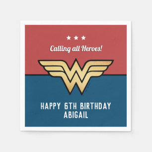 Wonder Woman Golden Logo Happy Birthday Napkin