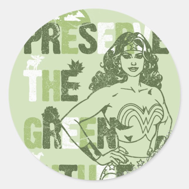 Wonder Woman Green Future Classic Round Sticker (Front)