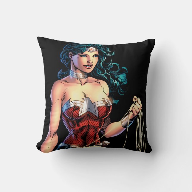Wonder Woman Gripping Lasso Atop Rock Cushion (Front)