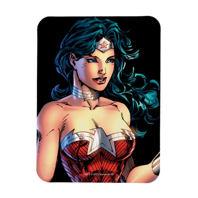 Wonder Woman Gripping Lasso Atop Rock Magnet (Vertical)