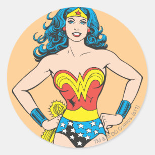 Wonder Woman Hands on Hips Classic Round Sticker