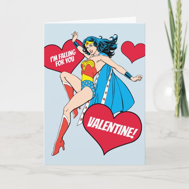 Wonder Woman | I'm Falling For You Valentine Holiday Card (Front)