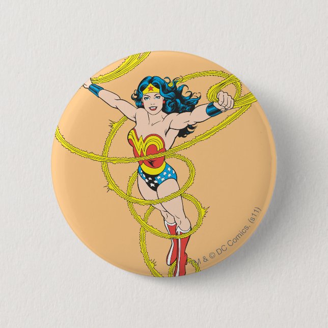 Wonder Woman in Lasso 6 Cm Round Badge (Front)