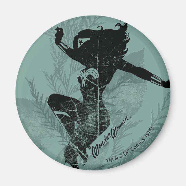 Wonder Woman Landing Foliage Graphic Magnet (Front)