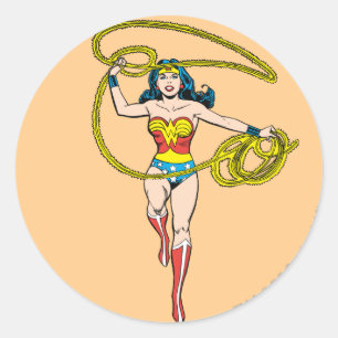 Wonder Woman Lasso over Head Classic Round Sticker