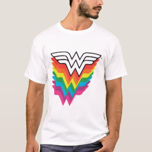 Wonder Woman Layered Rainbow Logo T-Shirt