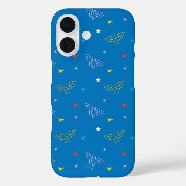 Wonder Woman Logo and Stars Blue Pattern Case-Mate iPhone Case (Back)