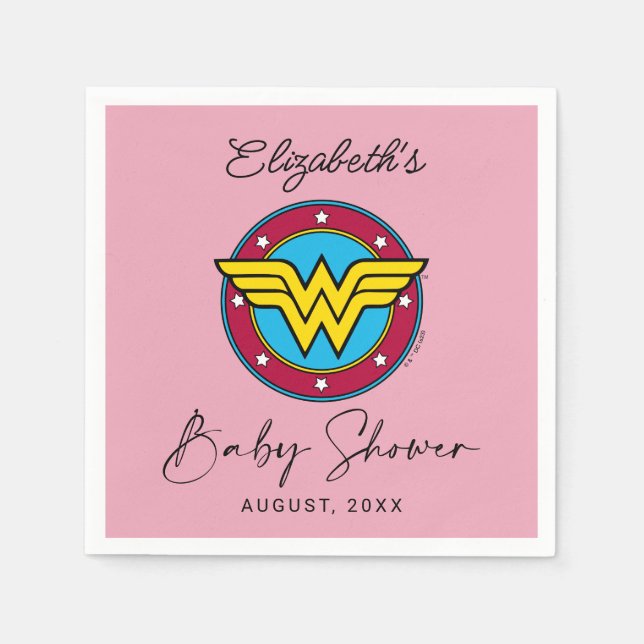 Wonder Woman Logo | New Baby Coming Soon Napkin (Front)