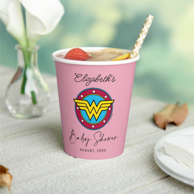 Wonder Woman Logo | New Baby Coming Soon Paper Cups (Insitu)