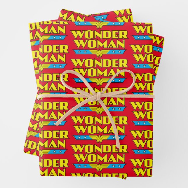 Wonder Woman Name and Logo Wrapping Paper Sheet (In situ)