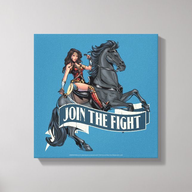 Wonder Woman on Horse Comic Art Canvas Print (Front)