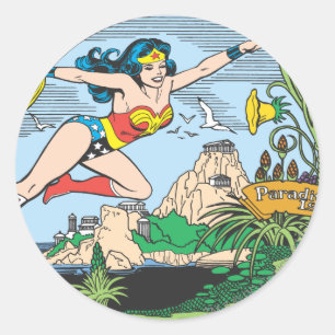 Wonder Woman Paradise Island Classic Round Sticker