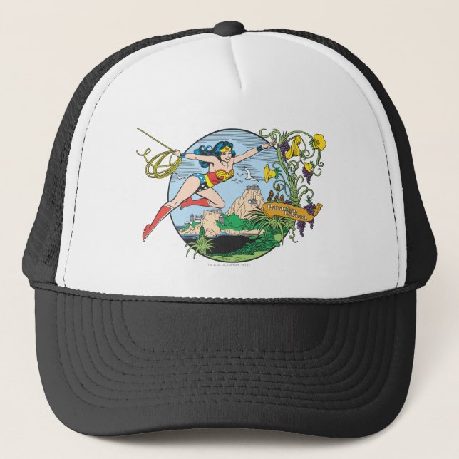 Wonder Woman Paradise Island Trucker Hat (Front)