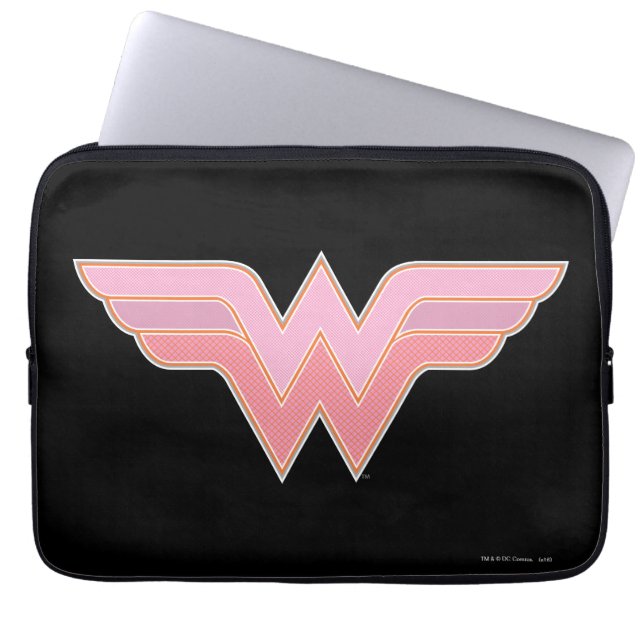 Wonder Woman Pink and Orange Mesh Logo Laptop Sleeve (Front)