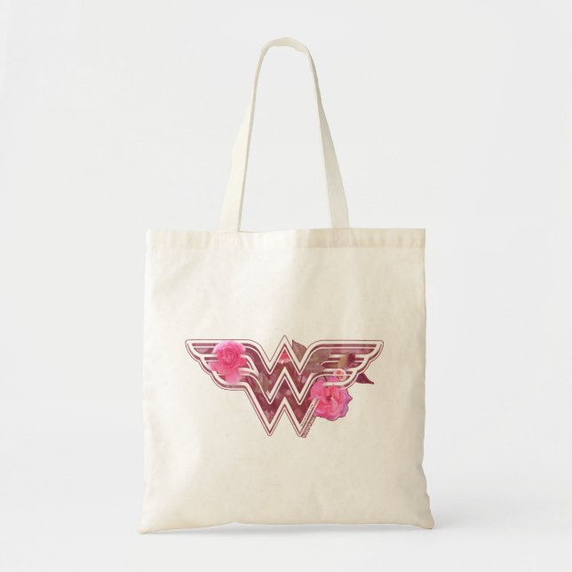 Wonder Woman Pink Camellia Flowers Logo Tote Bag (Front)