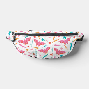 Wonder Woman Pink Logo and Lightning Pattern Bum Bags