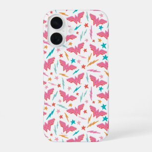 Wonder Woman Pink Logo and Lightning Pattern iPhone 16 Case