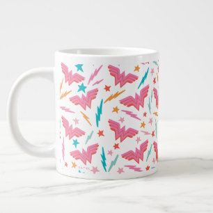 Wonder Woman Pink Logo and Lightning Pattern Large Coffee Mug