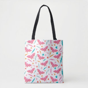 Wonder Woman Pink Logo and Lightning Pattern Tote Bag