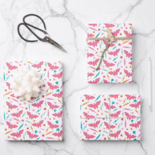 Wonder Woman Pink Logo and Lightning Pattern Wrapping Paper Sheet
