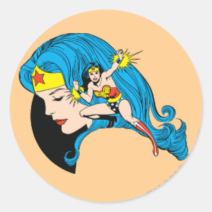 Wonder Woman Profile Background Classic Round Sticker