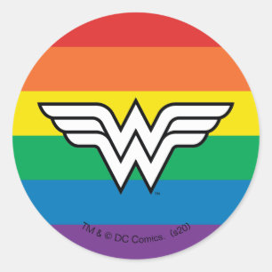 Wonder Woman Rainbow Logo Classic Round Sticker