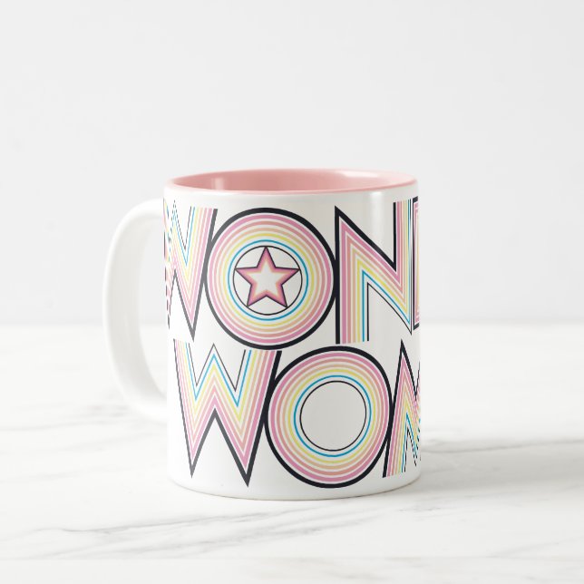 Wonder Woman Rainbow Logo Two-Tone Coffee Mug (Front Left)