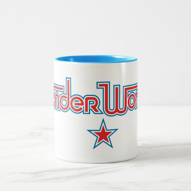 Wonder Woman Red and Blue Star Logo Two-Tone Coffee Mug (Center)