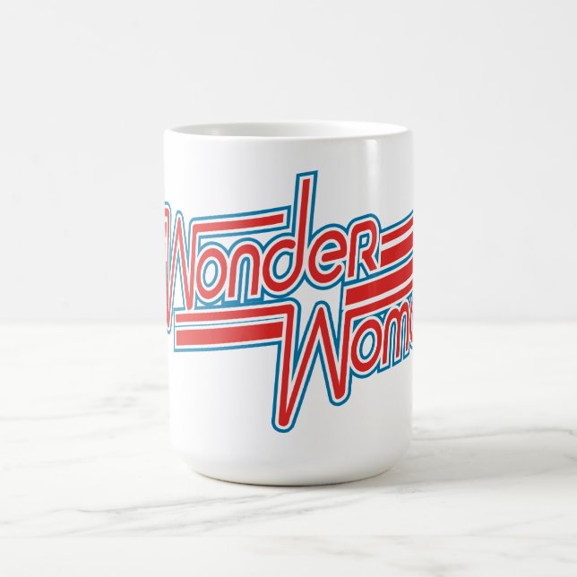 Wonder Woman Red and Blue Stripe Logo Coffee Mug (Center)