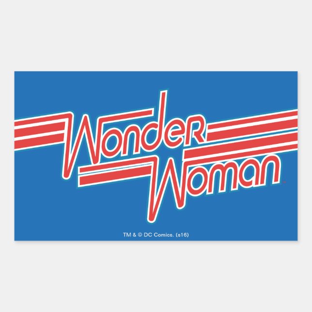 Wonder Woman Red and Blue Stripe Logo Rectangular Sticker (Front)