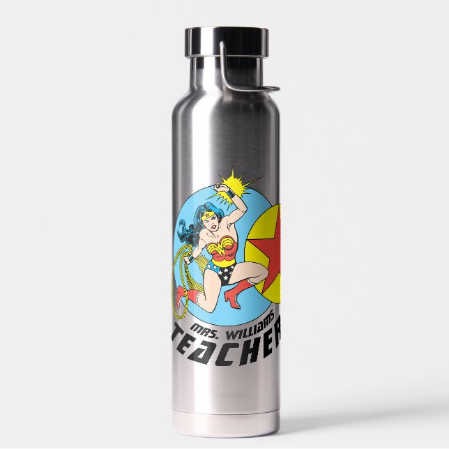 Wonder Woman Red Star Teacher Water Bottle (Left)