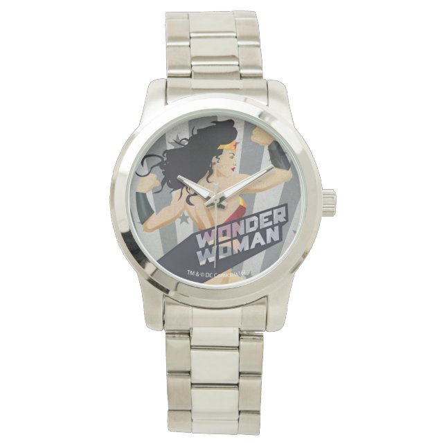 Wonder Woman Retro City Sunburst and Stars Watch (Front)