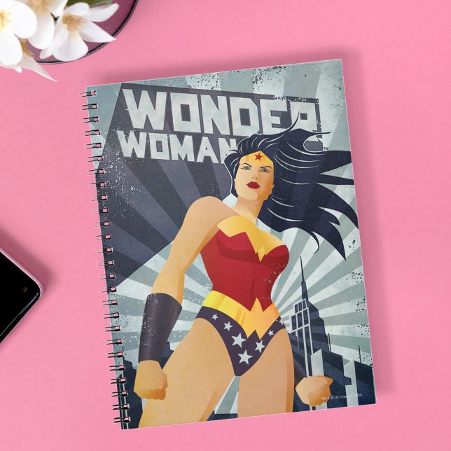 Wonder Woman Retro City Sunburst Notebook (Creator Uploaded)