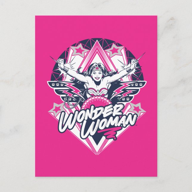 Wonder Woman Retro Glam Rock Graphic Postcard (Front)