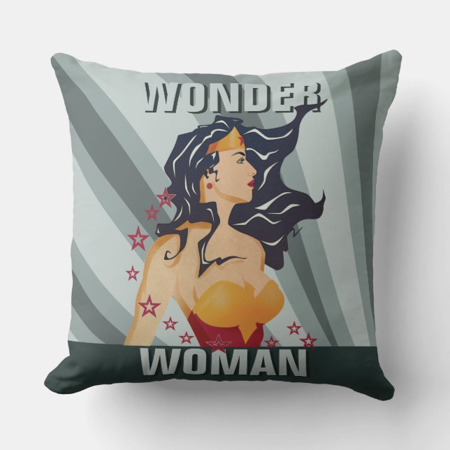 Wonder Woman Retro Profile Sunburst Cushion (Front)