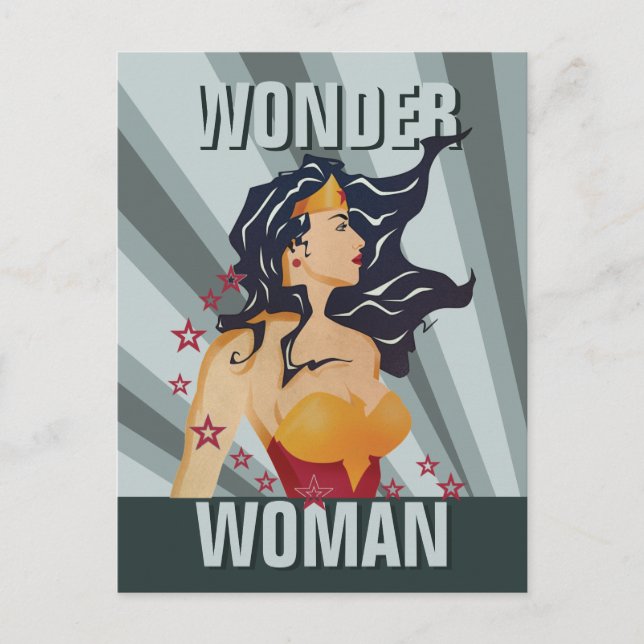 Wonder Woman Retro Profile Sunburst Postcard (Front)