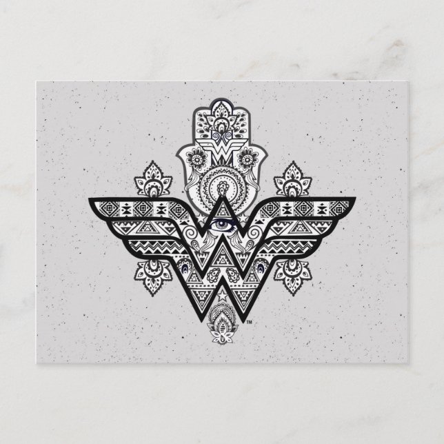 Wonder Woman Spiritual Paisley Hamsa Logo Postcard (Front)